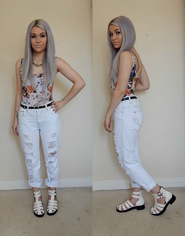 white ripped jeans primark